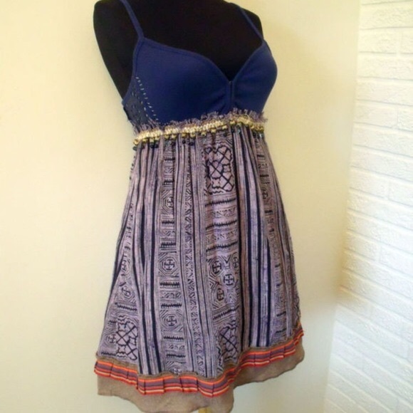 NWOT Free People Burlap Tribal Print Dress sz 2 - Picture 2 of 7